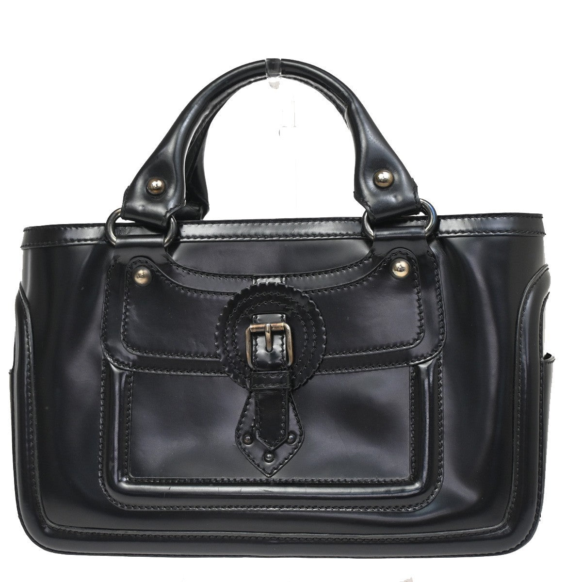 Celine Boogie Satchel Leather, BLACK, LEATHER, Tote bag