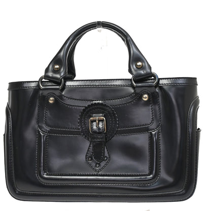Celine Boogie Satchel Leather, BLACK, LEATHER, Tote bag