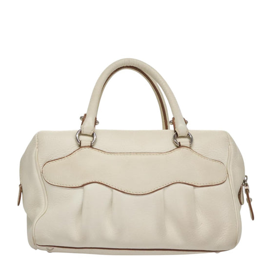 Salvatore Ferragamo Gancini handbag Leather, WHITE, LEATHER, Handbag