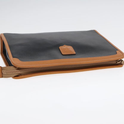 Celine Logo Triomphe Pouch Leather, BLACK, LEATHER, Clutche & pouche