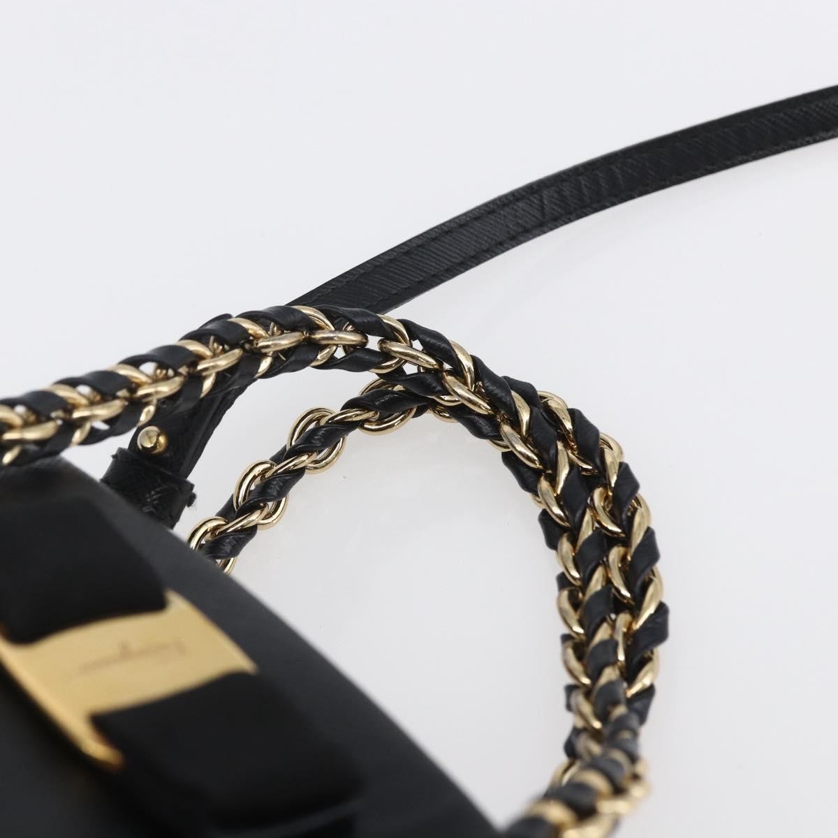 Salvatore Ferragamo Vala Shoulder Bag Leather, BLACK, LEATHER, Shoulder bag