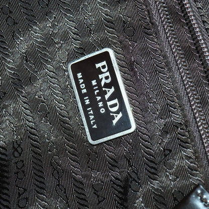 Prada Vela Double Front Pocket Backpack Tessuto with Saffiano Leather, KHAKI, NYLON, Backpack