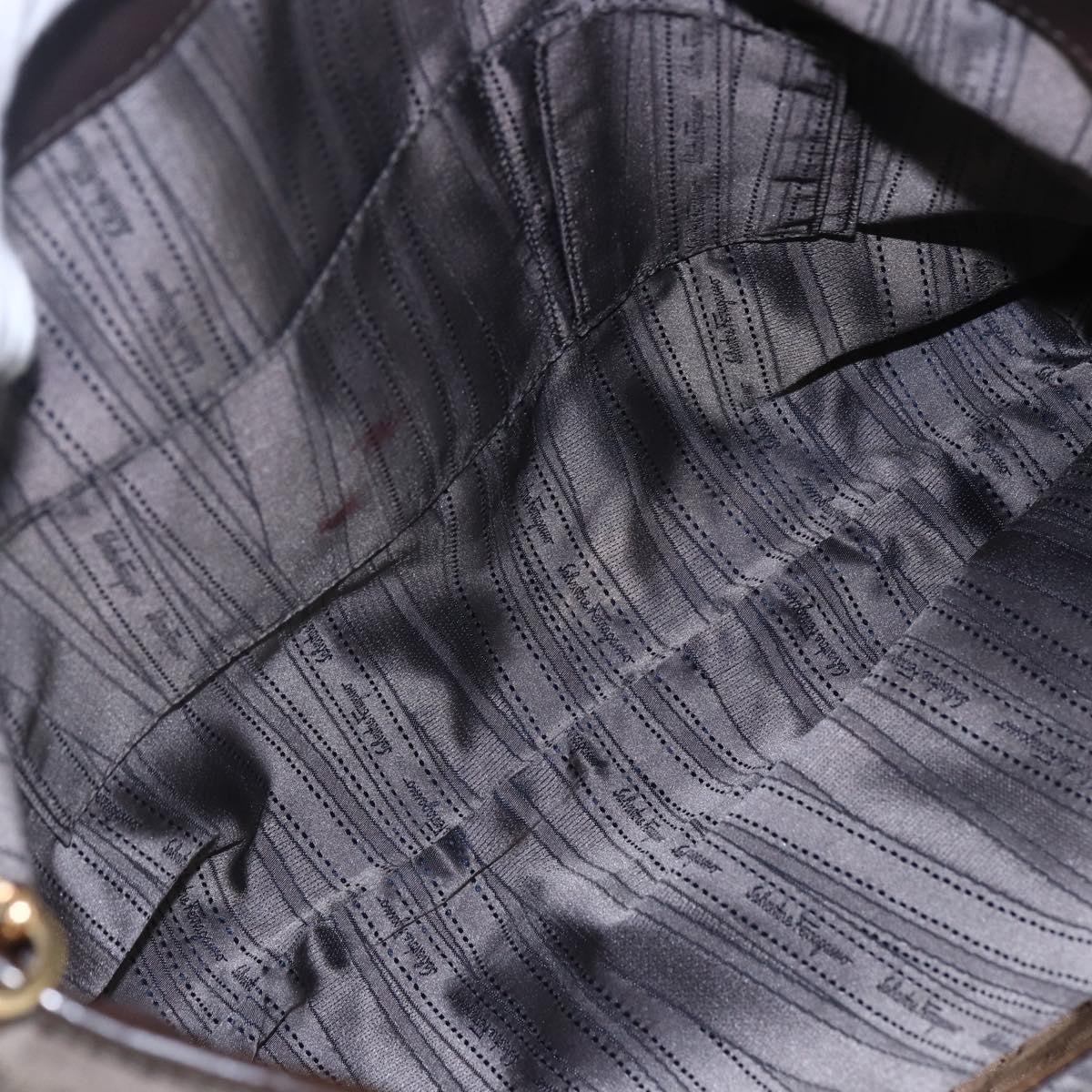 Salvatore Ferragamo Vala Shoulder Bag Suede, BROWN, SUEDE, Shoulder bag