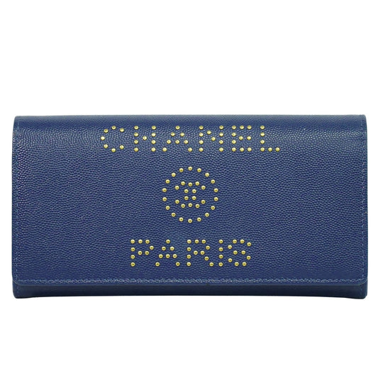 Chanel Deauville Flap Wallet Caviar, NAVY, LEATHER, Wallets