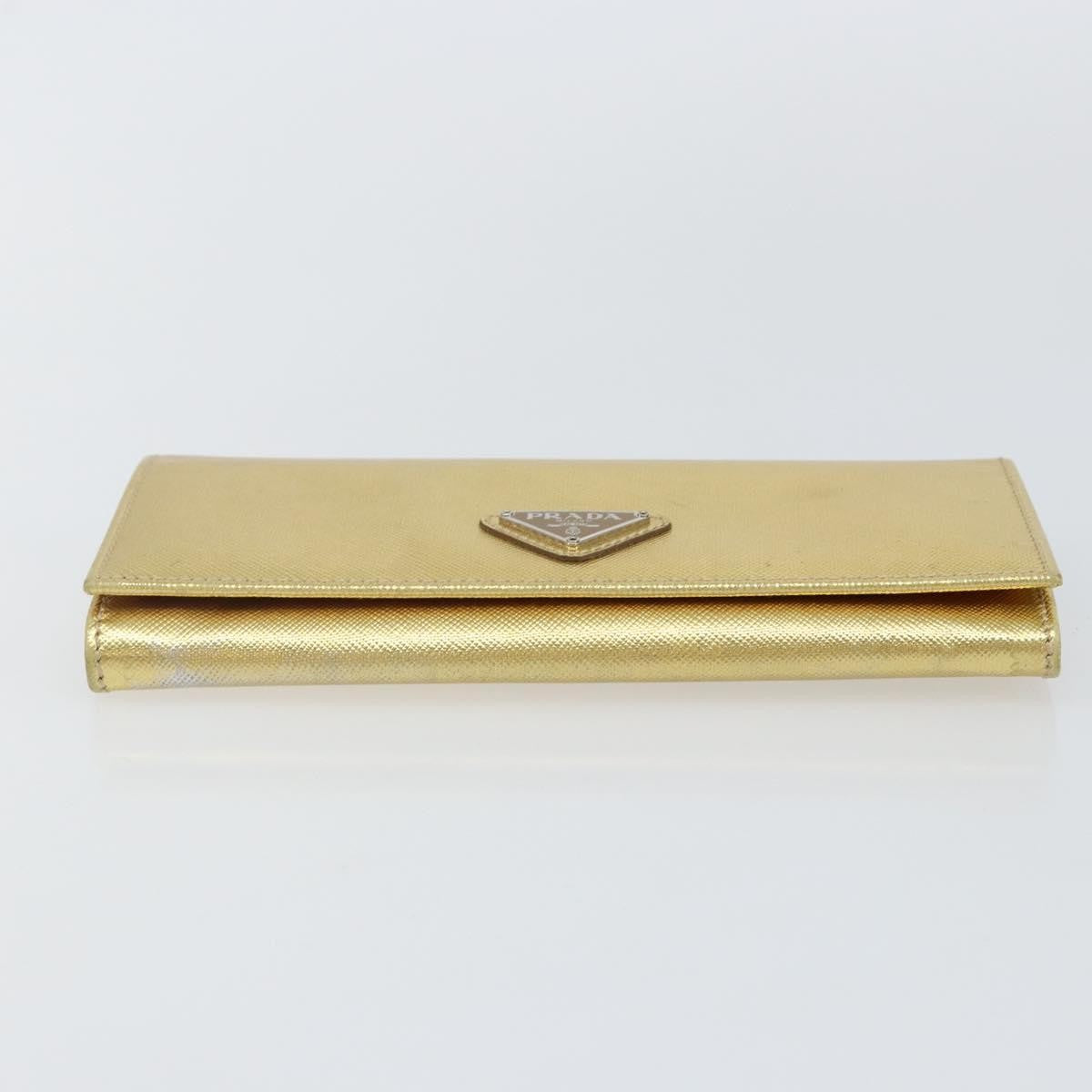 Prada Continental Wallet Saffiano Leather, GOLD, LEATHER, Wallets