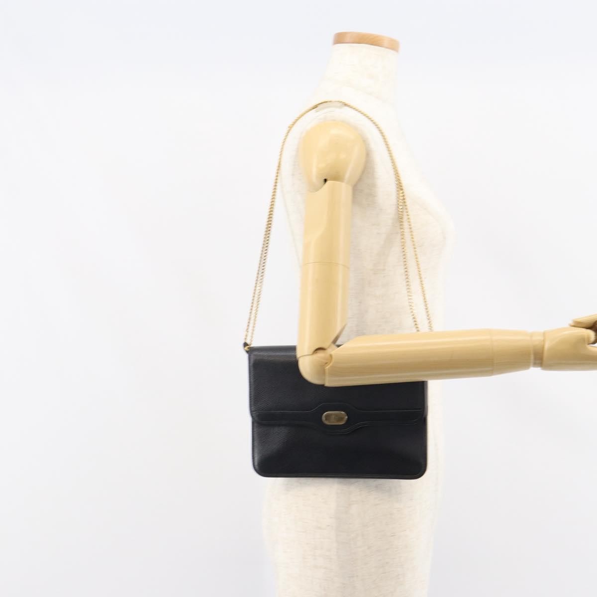 Christian Dior Vintage CD Chain Flap Shoulder Bag Leather, BLACK, LEATHER, Shoulder bag