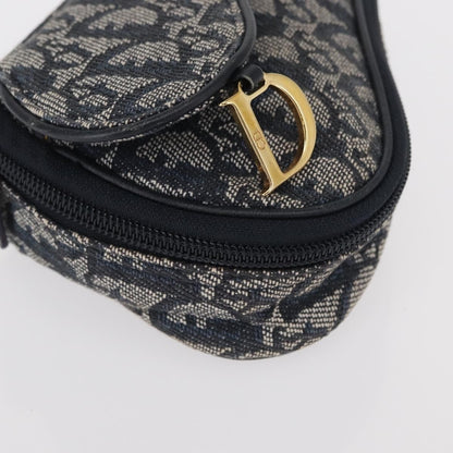 Christian Dior Saddle Zip Pouch Diorissimo Canvas, NAVY, CANVAS, Clutche & pouche