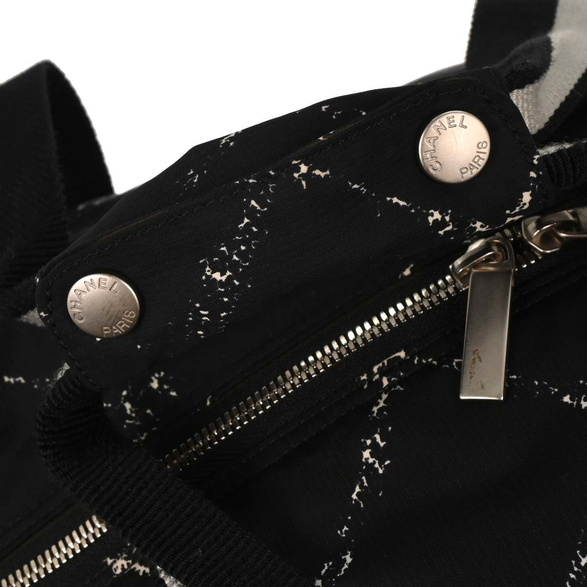 Chanel Travel Line Duffle Bag Printed Nylon, BLACK, NYLON, Travel bag