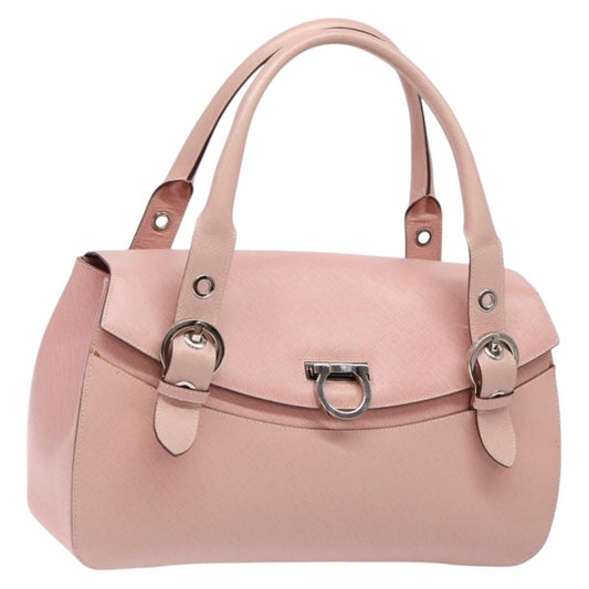 Salvatore Ferragamo Gancini handbag Leather, PINK, LEATHER, Handbag