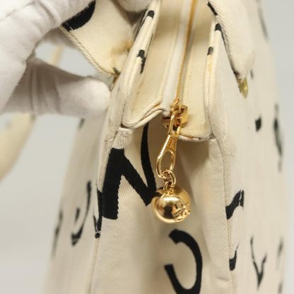 Chanel Vintage Coco Logo Zip Tote Quilted Printed Canvas, WHITE, CANVAS, Tote bag