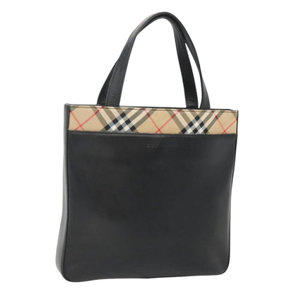 Burberry Nova Check Tote Canvas and Leather, BLACK, LEATHER, Tote bag