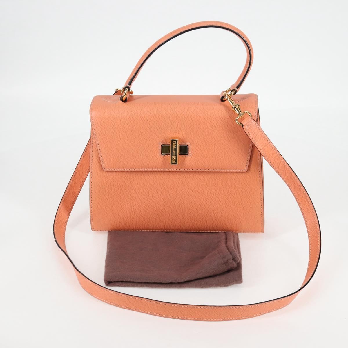 Celine Vintage Convertible Turnlock Top Handle Bag Leather, ORANGE, LEATHER, Handbag