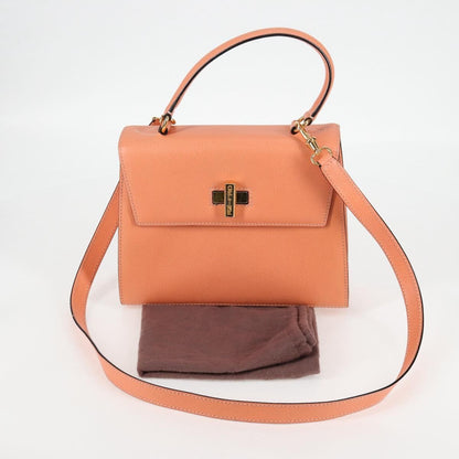 Celine Vintage Convertible Turnlock Top Handle Bag Leather, ORANGE, LEATHER, Handbag