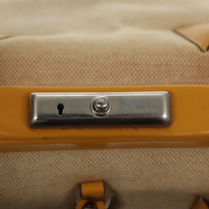 Prada Madras Cerniera Doctor Bag Canvas and Leather, BEIGE, CANVAS, Handbag