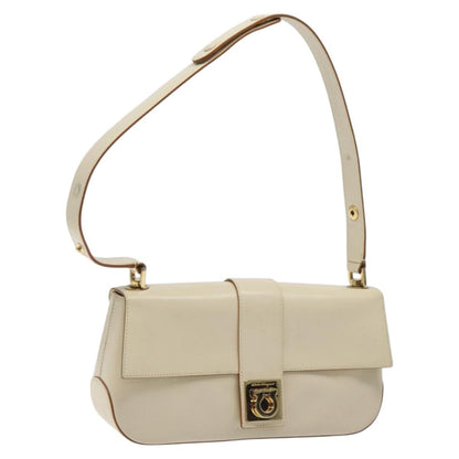 Salvatore Ferragamo Gancini handbag Leather, BEIGE, LEATHER, Handbag