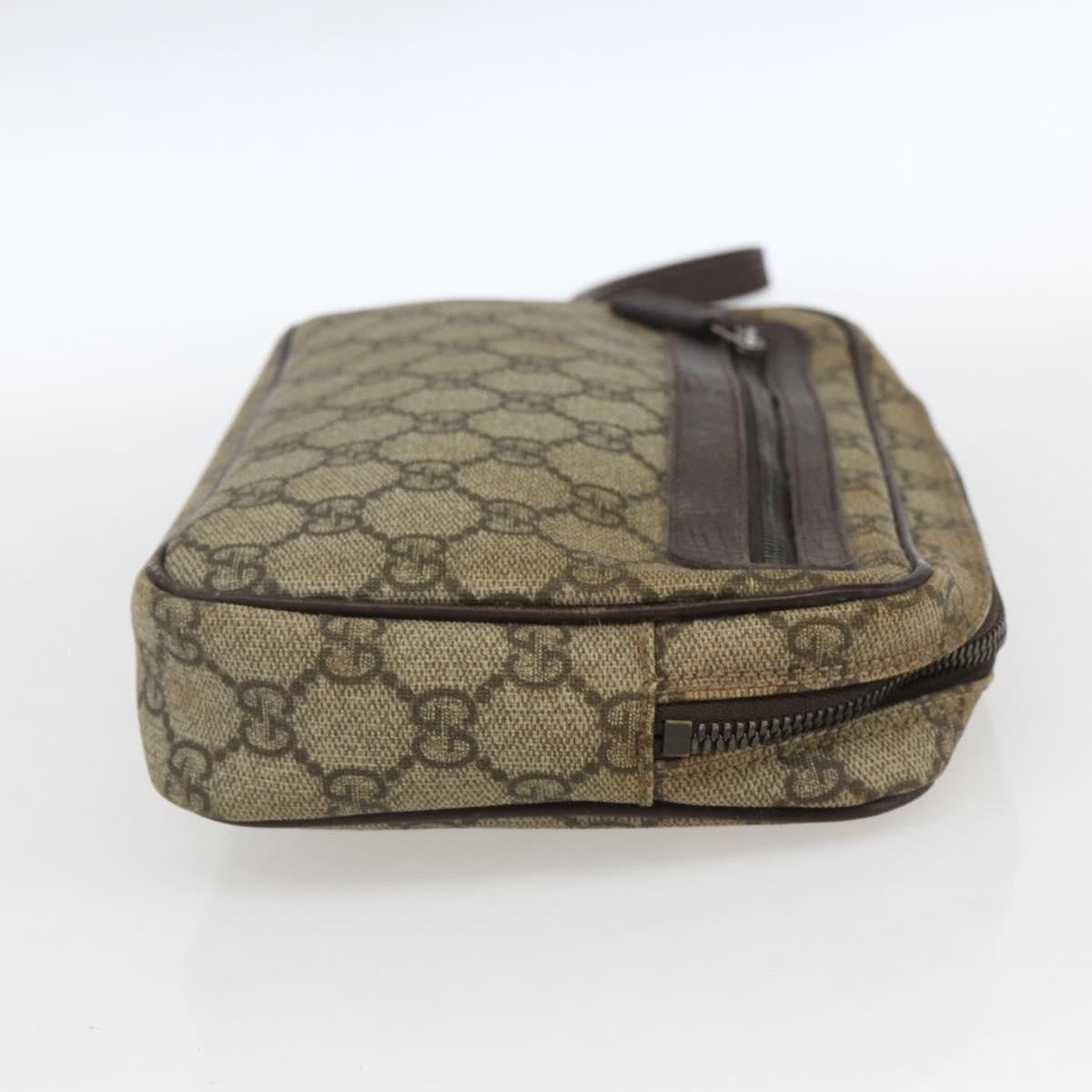 Gucci Wristlet Clutch GG Coated Canvas, BEIGE, CANVAS, Clutche & pouche