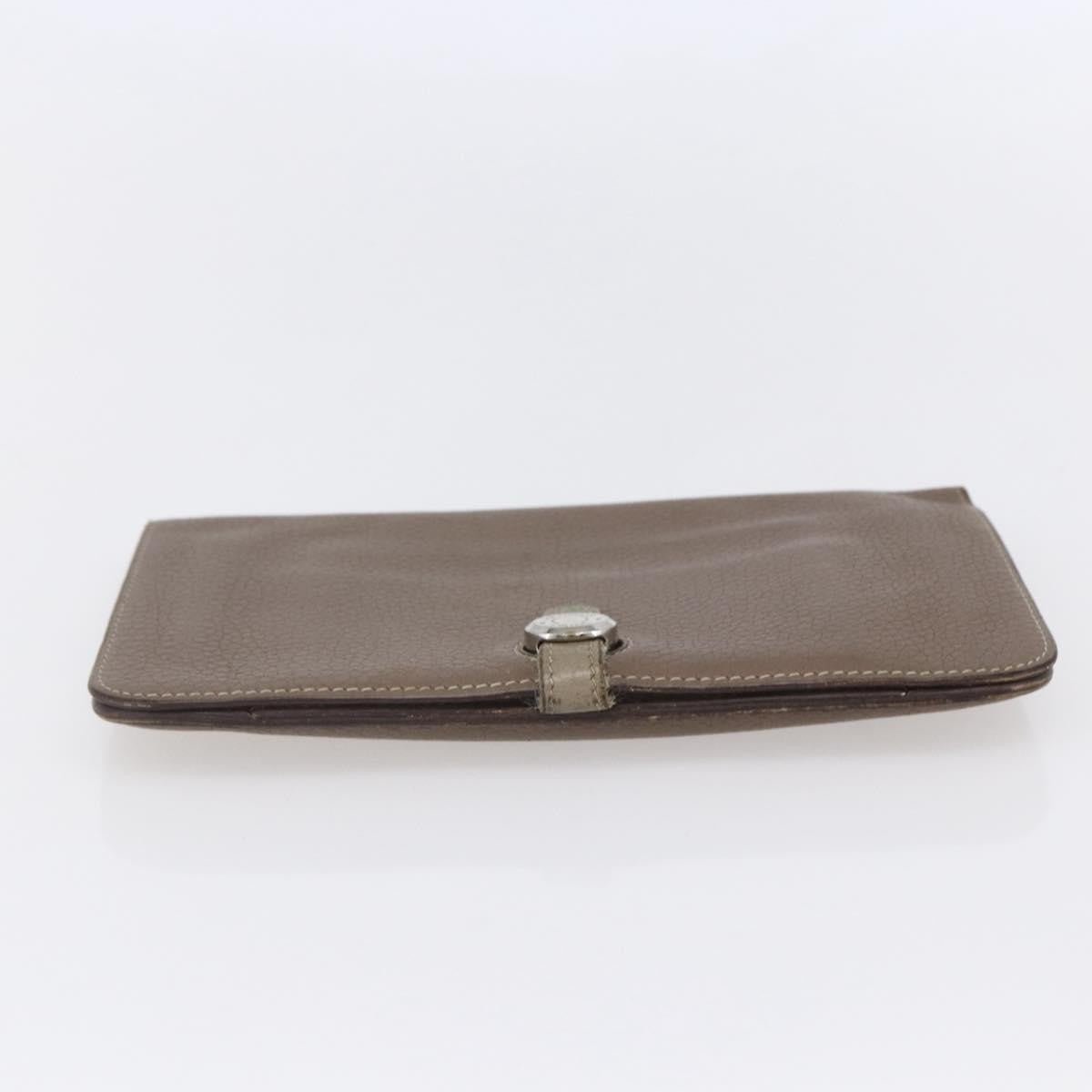 Hermes Dogon Duo Combined Wallet Leather, Gray, Leather, Wallet