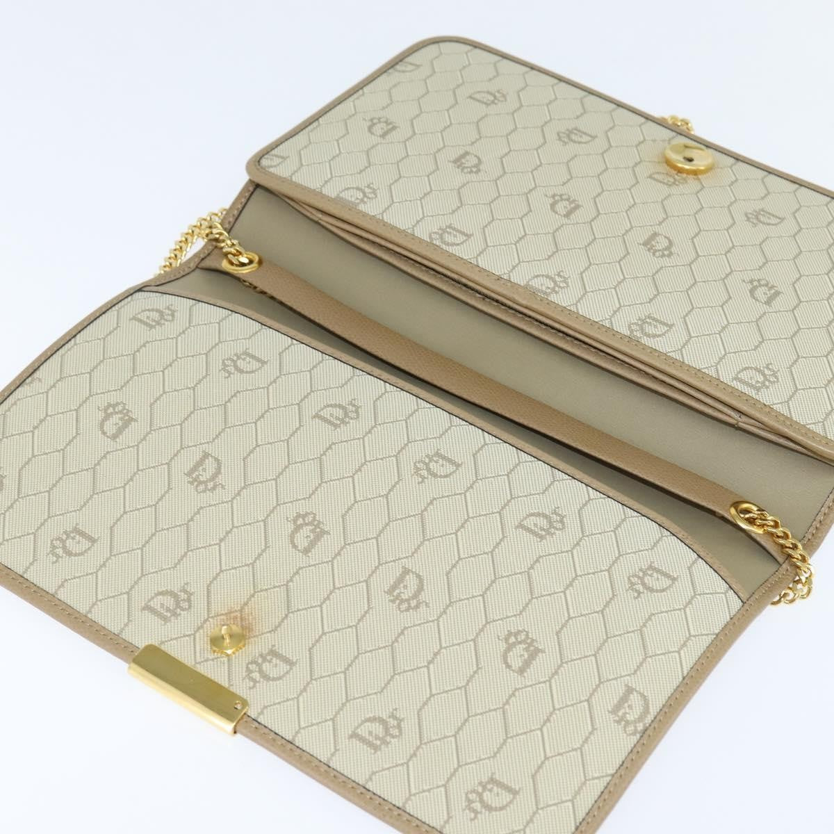 Christian Dior Vintage Chain Flap Shoulder Bag Leather, BEIGE, LEATHER, Shoulder bag