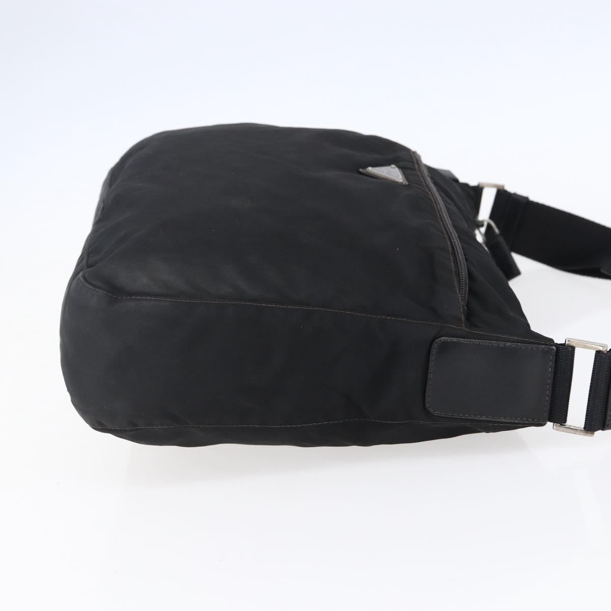 Prada Front Pocket Messenger Bag Tessuto, BLACK, NYLON, Shoulder bag