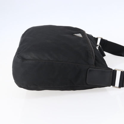 Prada Front Pocket Messenger Bag Tessuto, BLACK, NYLON, Shoulder bag