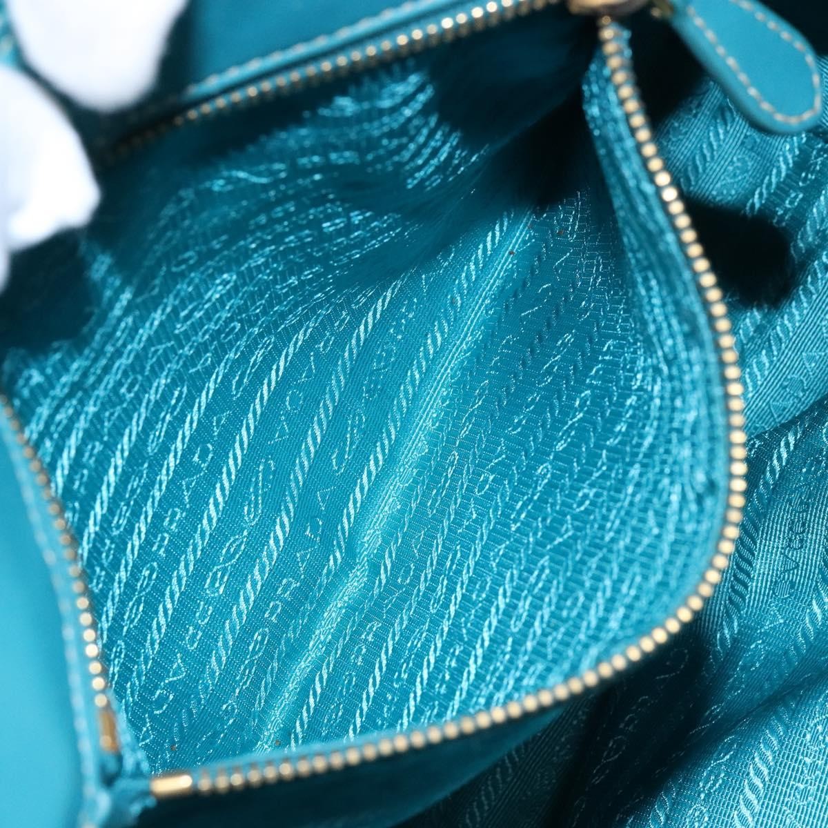 Prada Logo Bow Tote Tessuto with Leather, TURQUOISE, NYLON, Tote bag