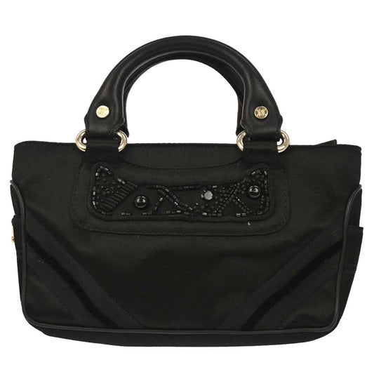 Celine Boogie Satchel Satin, Black, Satin, Handbag