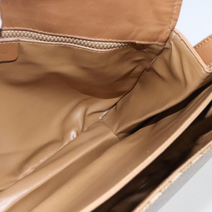 Celine Vintage Macadam Shoulder Bag Canvas and Leather, BEIGE, CANVAS, Shoulder bag