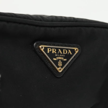 Prada Wristlet Zip Pouch Tessuto, BLACK, NYLON, Clutche & pouche