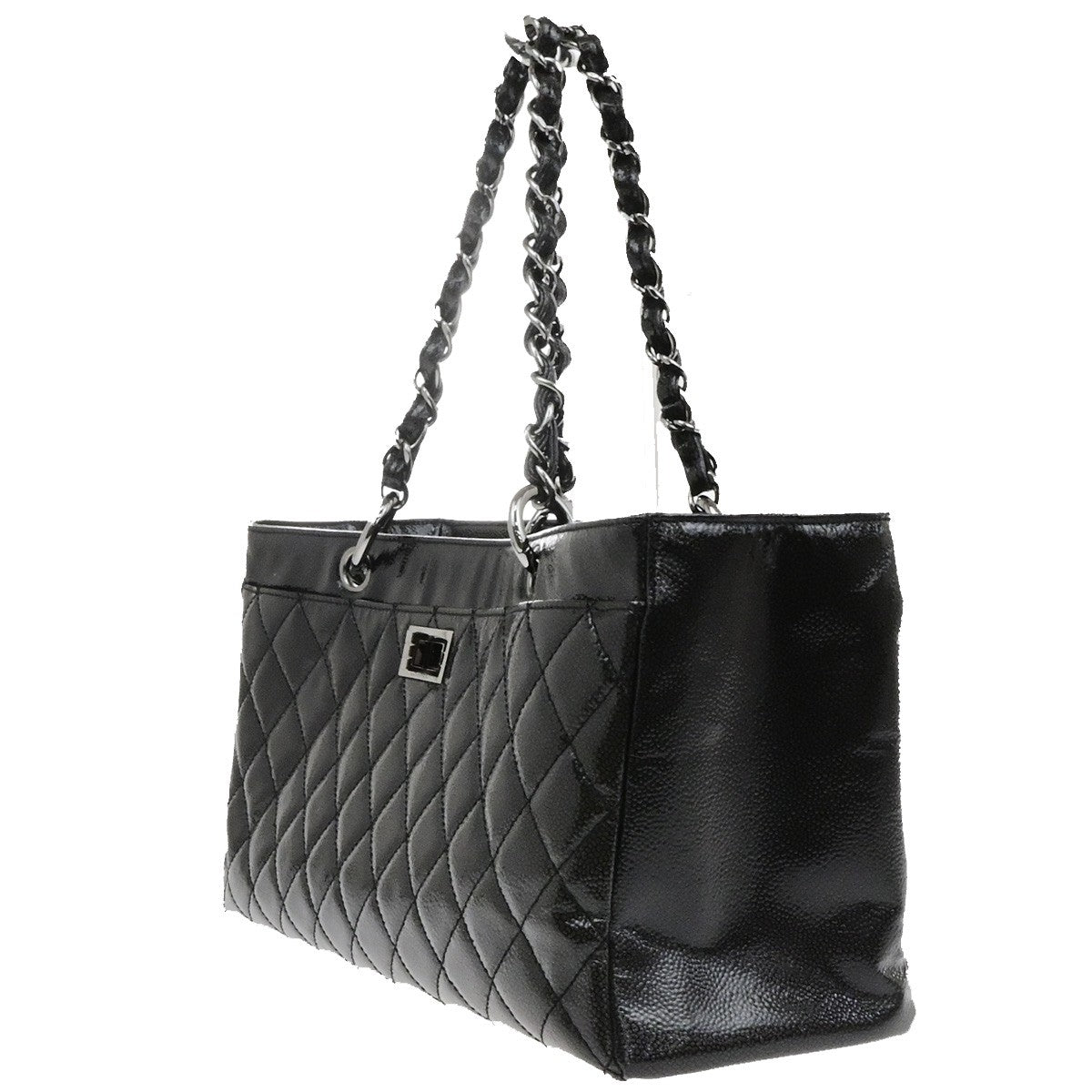 Chanel Reissue 2.55 Tote Quilted Patent, BLACK, PATENT_LEATHER, Tote bag