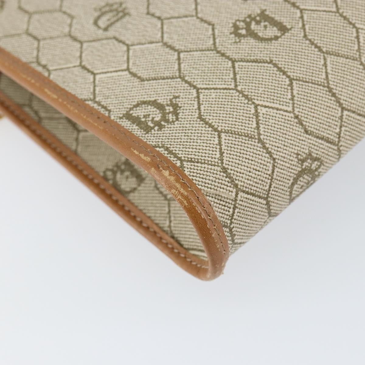 Christian Dior Vintage Honeycomb chain Canvas, BEIGE, CANVAS, Shoulder bag