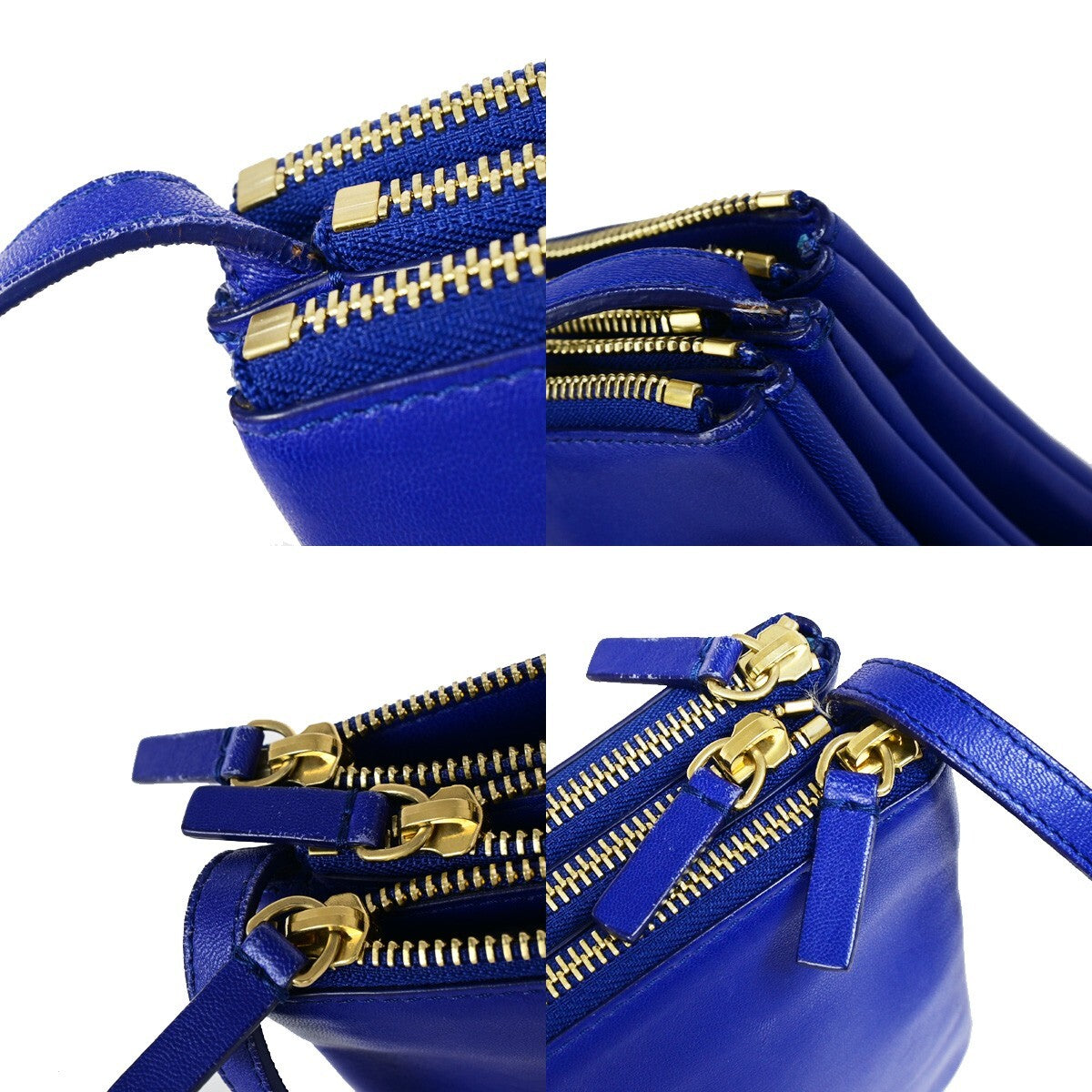 Celine Trio Crossbody Bag Leather, BLUE, LEATHER, Crossbody bag