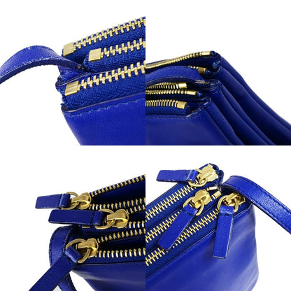 Celine Trio Crossbody Bag Leather, BLUE, LEATHER, Crossbody bag