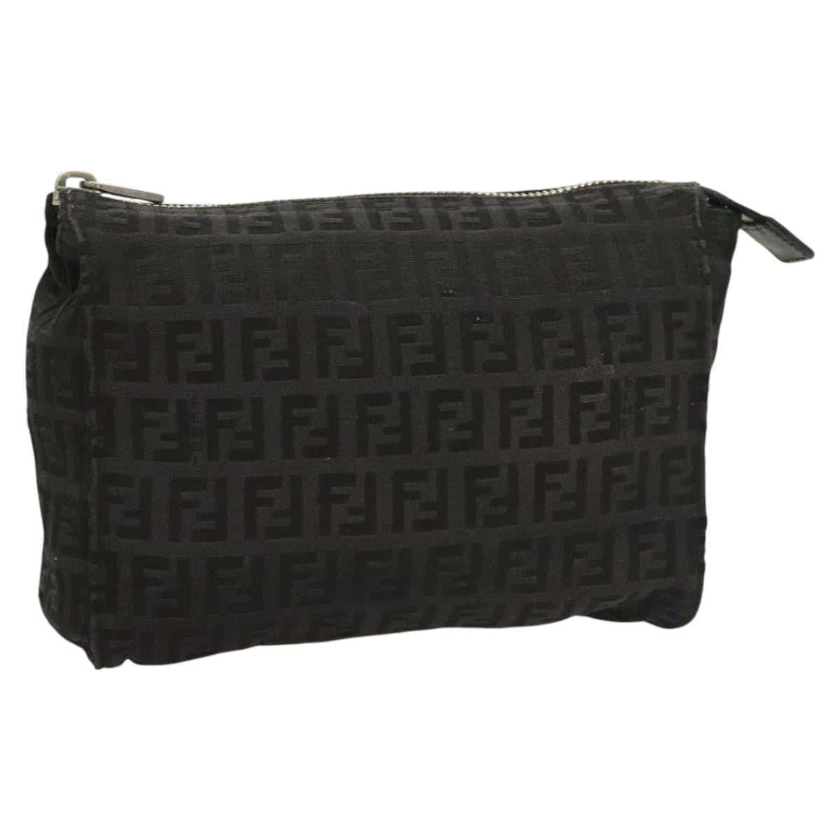 Fendi FF Logo Pouch Canvas, BLACK, CANVAS, Clutche & pouche