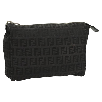 Fendi FF Logo Pouch Canvas, BLACK, CANVAS, Clutche & pouche