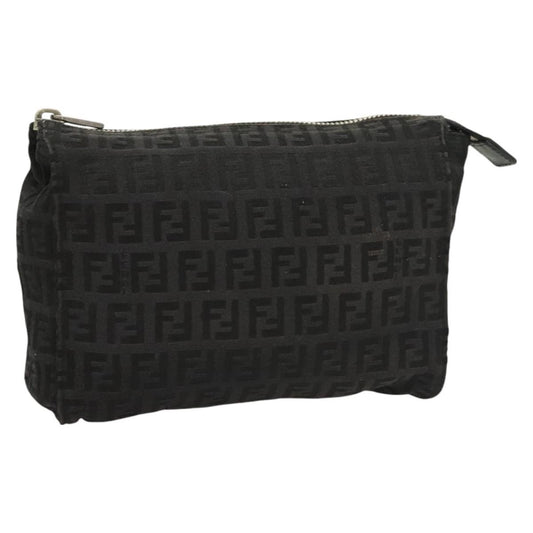 Fendi FF Logo Pouch Canvas, BLACK, CANVAS, Clutche & pouche