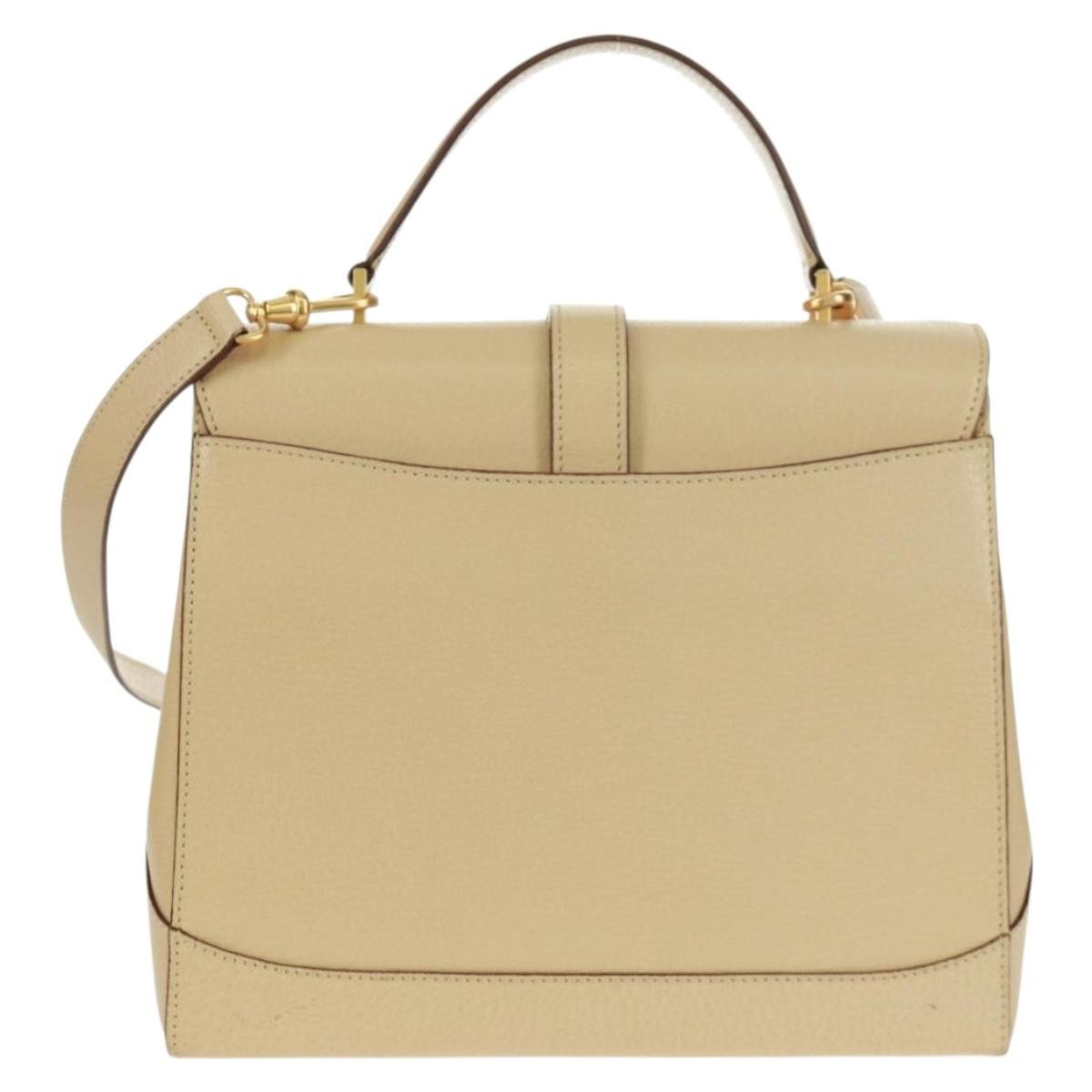 Celine 16 Top Handle Bag Grained Calfskin, BEIGE, LEATHER, Handbag