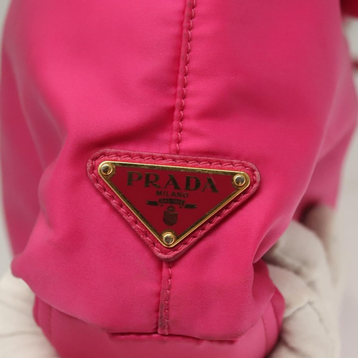 Prada Logo Bow Convertible Tote Tessuto with Leather, PINK, NYLON, Tote bag