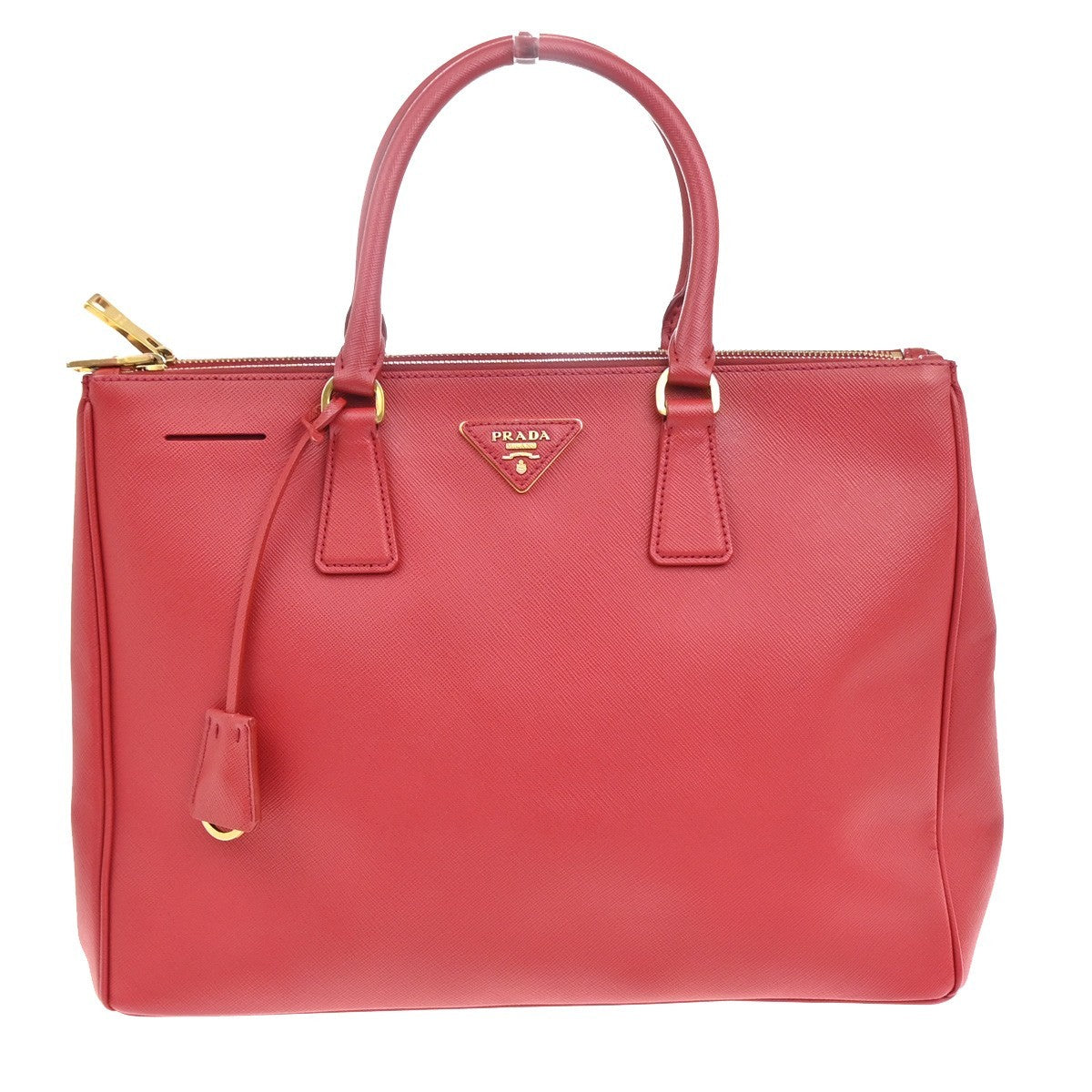 Prada Double Zip Lux Tote Saffiano Leather, RED, LEATHER, Tote bag