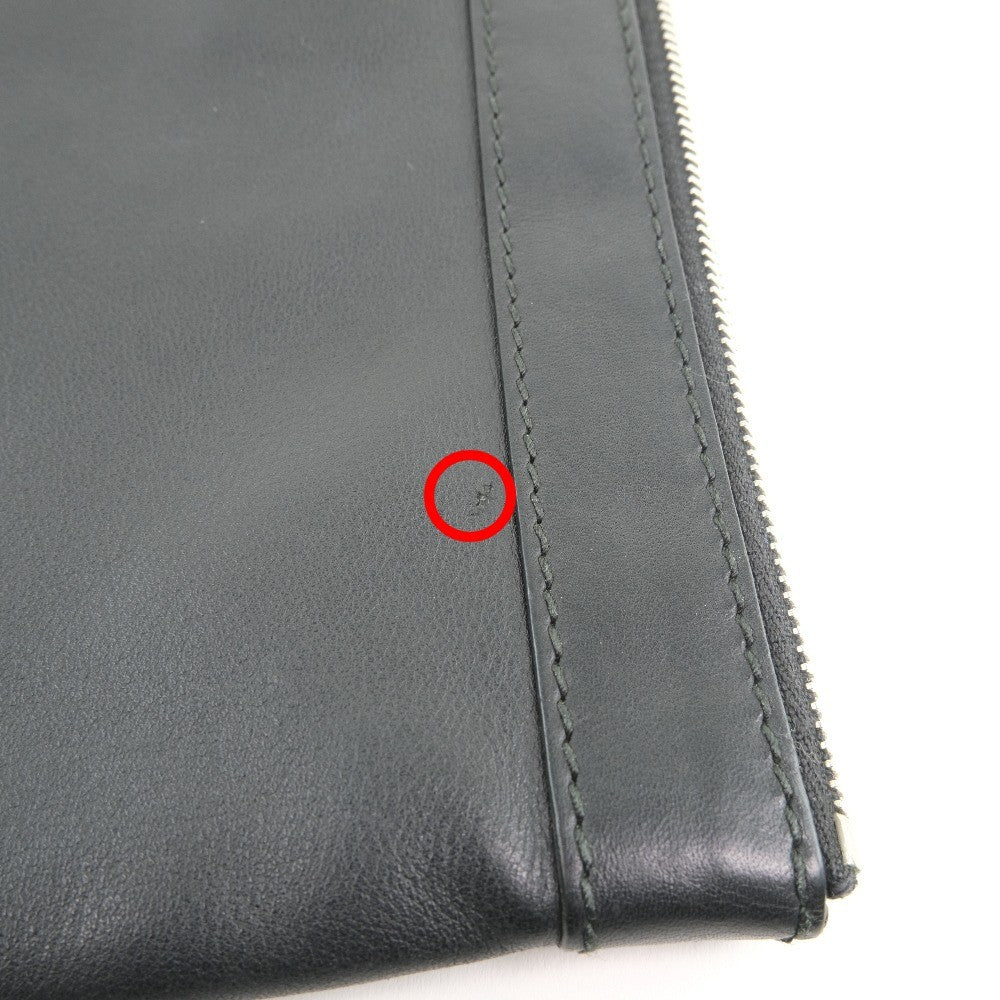 Balenciaga Navy Zip Pouch Leather, BLACK, LEATHER, Clutche & pouche