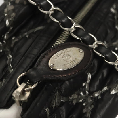 Chanel Tweed on Stitch Zip Tote Quilted Nylon, BLACK, NYLON, Shoulder bag