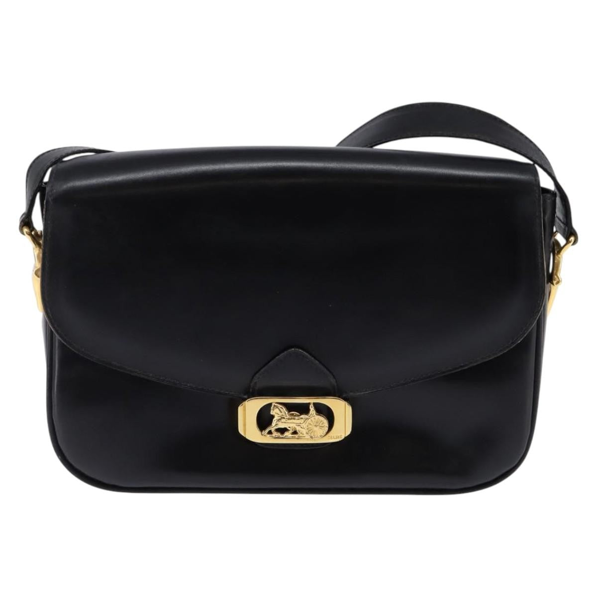 Celine Horse Carriage Shoulder bag Leather, BLACK, LEATHER, Shoulder bag