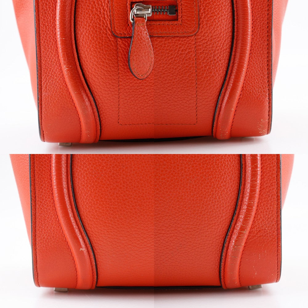 Celine Luggage Bag Grainy Leather, RED, CALFSKIN, Handbag
