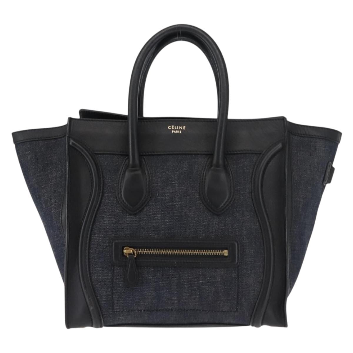 Celine Luggage Bag Denim and leather, BLACK, DENIM_JEANS, Handbag
