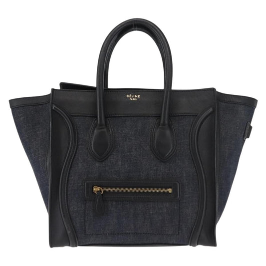 Celine Luggage Bag Denim and leather, BLACK, DENIM_JEANS, Handbag