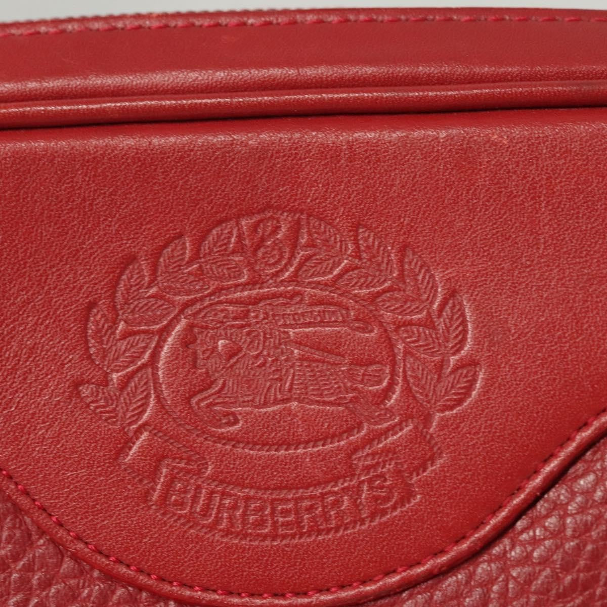 Burberry Logo Zip Around Pouch Leather, RED, LEATHER, Clutche & pouche