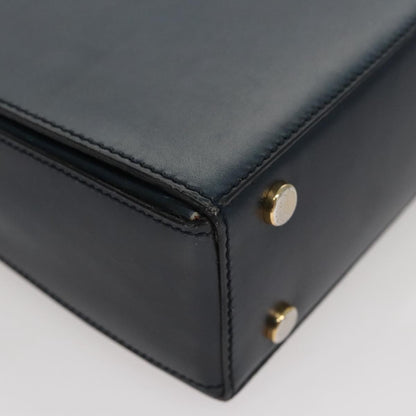 Celine Circle Logo Handbag Leather, NAVY, LEATHER, Handbag