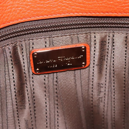 Salvatore Ferragamo Gancini Shoulder Bag Leather, ORANGE, LEATHER, Shoulder bag