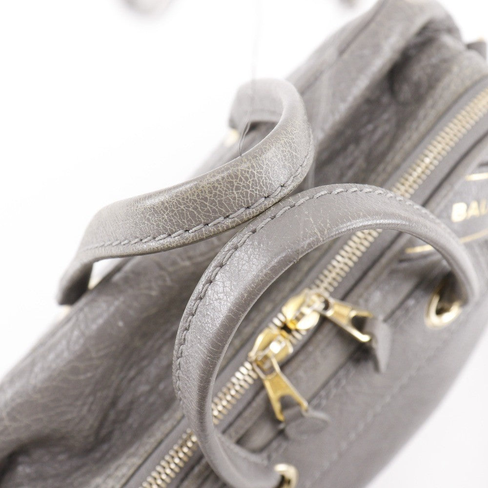 Balenciaga Blanket Square Bag Leather, GRAY, LEATHER, Handbag