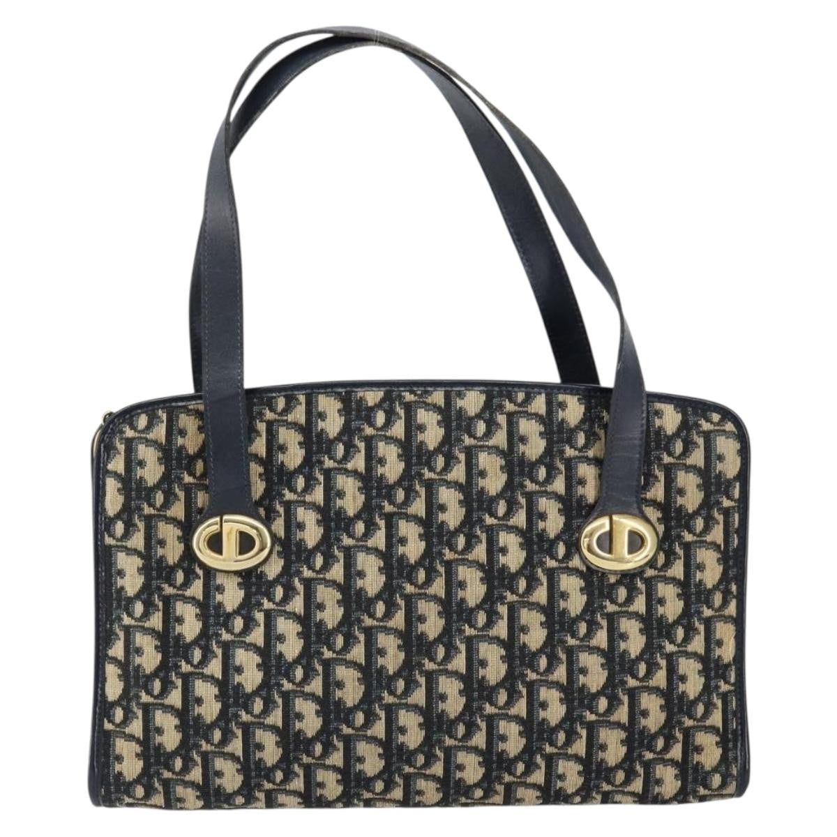 Christian Dior Vintage CD Trotter Handbag Canvas, NAVY, CANVAS, Handbag