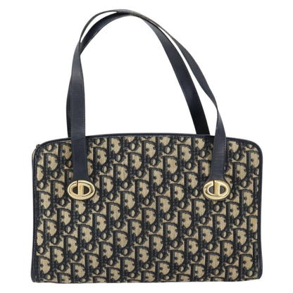 Christian Dior Vintage CD Trotter Handbag Canvas, NAVY, CANVAS, Handbag